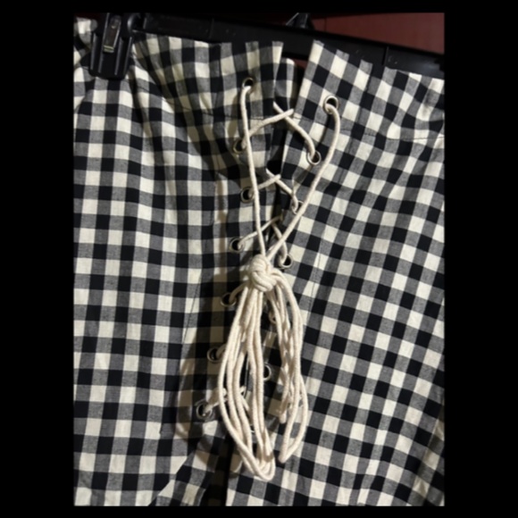 NWOT Eva Franco x Anthropologie Gingham Lace-Up Midi Skirt Black, White Size L - Picture 9 of 16